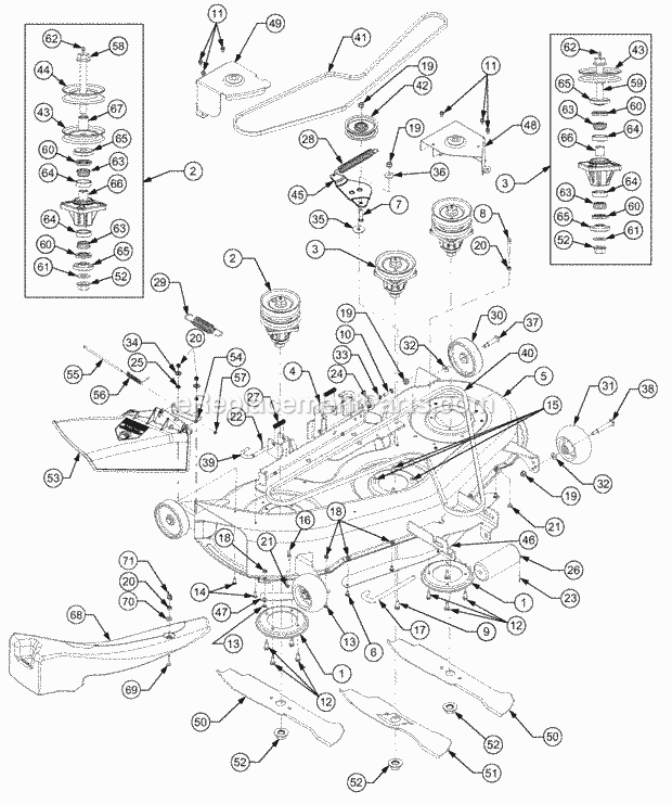 46" Mower Deck Diagram and Parts List for 1529 13A-261H100 Cub Cadet Lawn Tractor